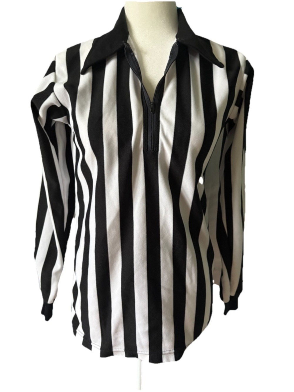 VTG 70s 80s Felco Referee Jersey Shirt Small Quarter Zip Black/White USA ILGWU